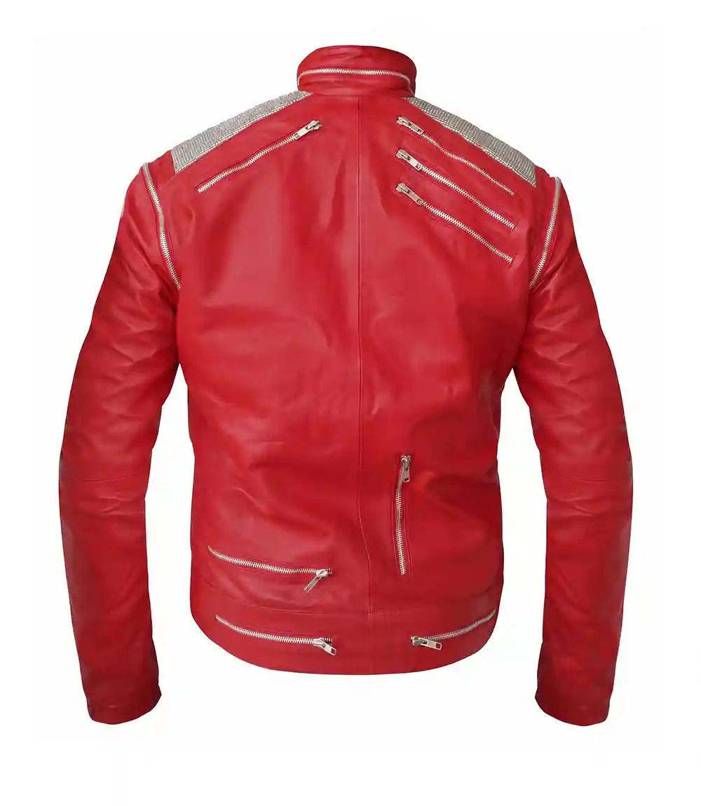 Mens MJ Red Leather Beat It Jacket - Image 2