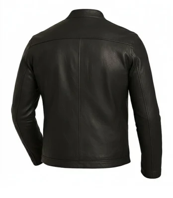 cropped leather jacket in black