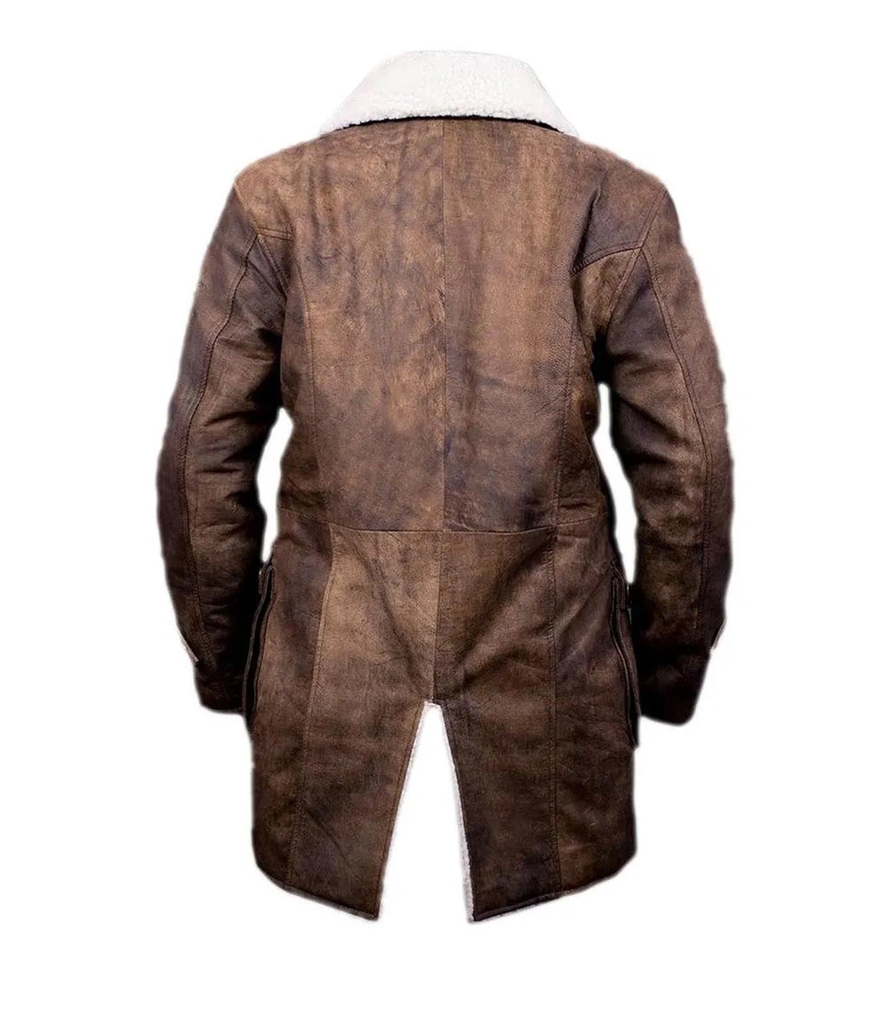 Mens Shearling Fur Bane Leather Coat - Image 2