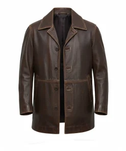 Mens Dean Distressed Brown Leather Jacket