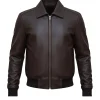 Mens Brown Leather Bomber Jacket