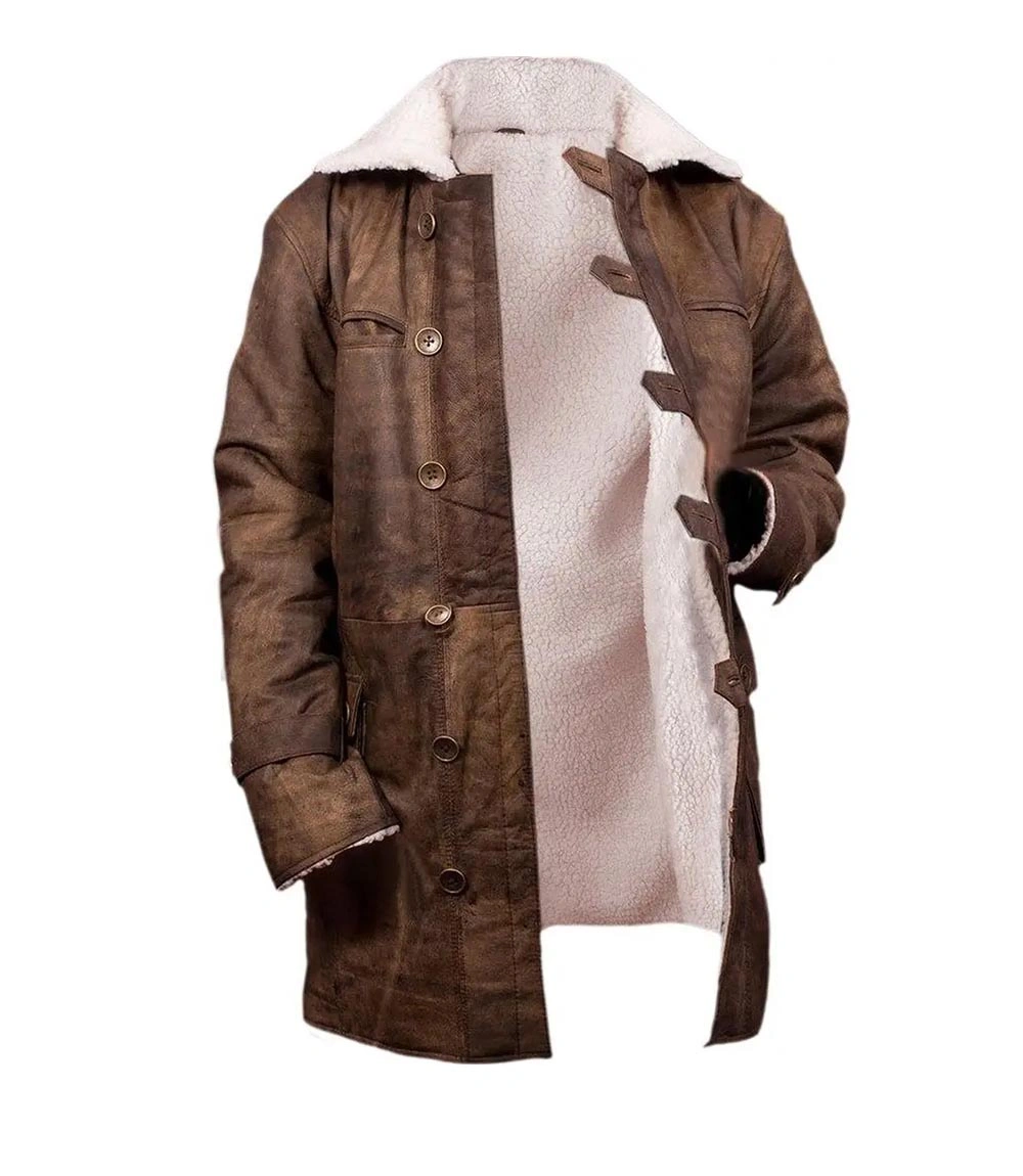 Mens Shearling Fur Bane Leather Coat - Image 4