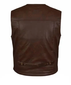 Alternative view of Mens Brown Big And Tall Leather Motorcycle Vest