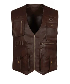 Mens Brown Big And Tall Leather Motorcycle Vest