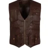 Mens Brown Big And Tall Leather Motorcycle Vest