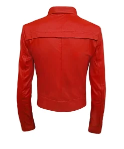 Alternative view of Womens Emma Red Cropped Leather Jacket