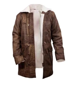 Mens Shearling Fur Bane Leather Coat