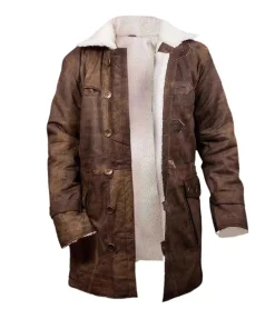 Mens Shearling Fur Bane Leather Coat