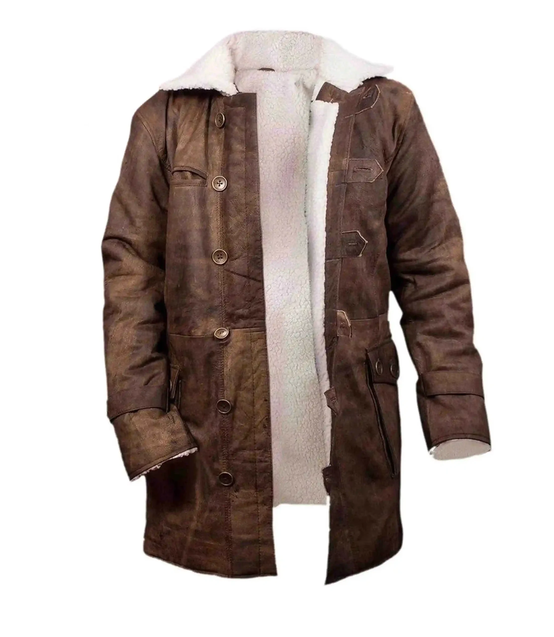 Mens Shearling Fur Bane Leather Coat