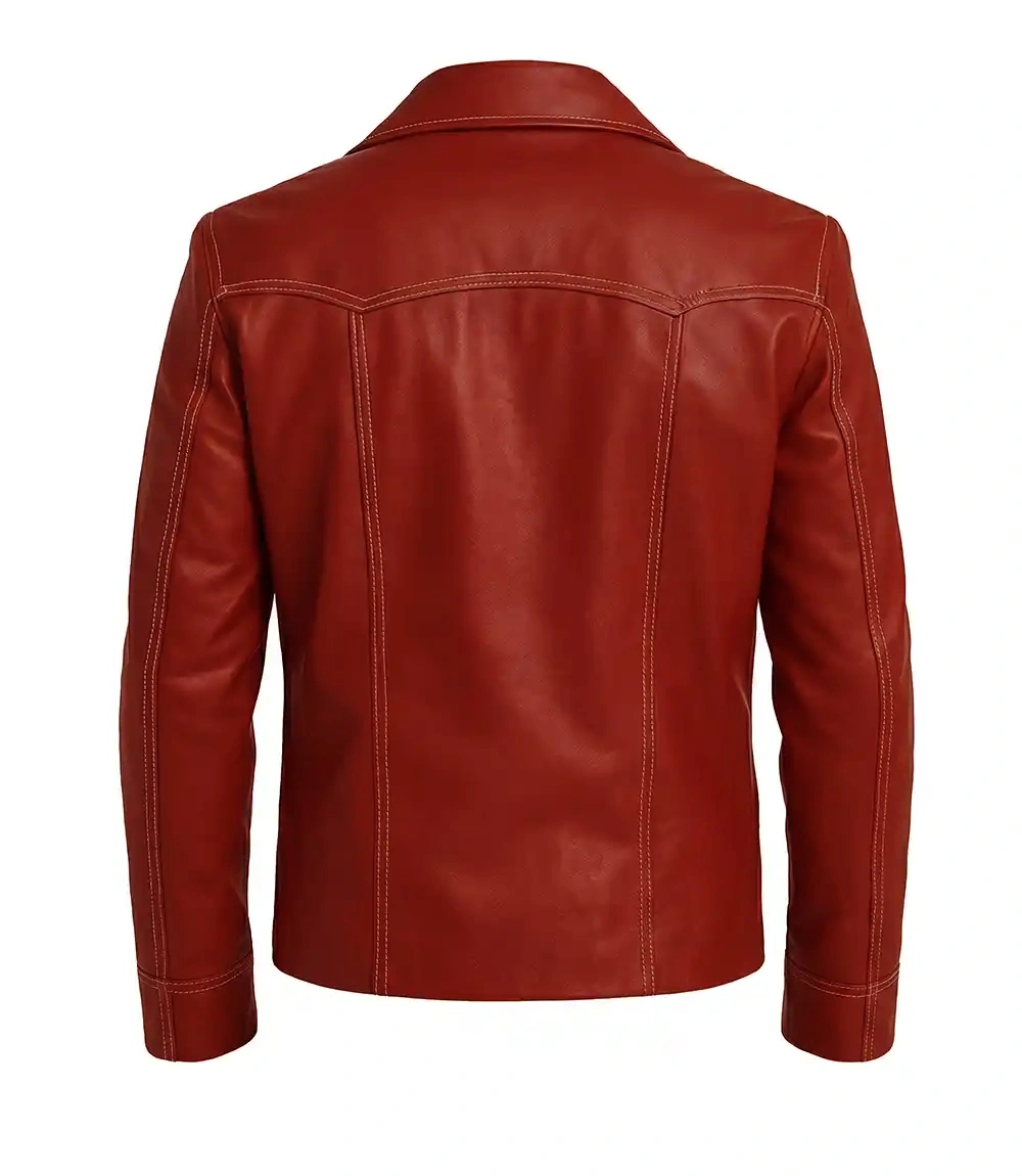 Mens Tyler Club Red Leather Jacket - Image 2