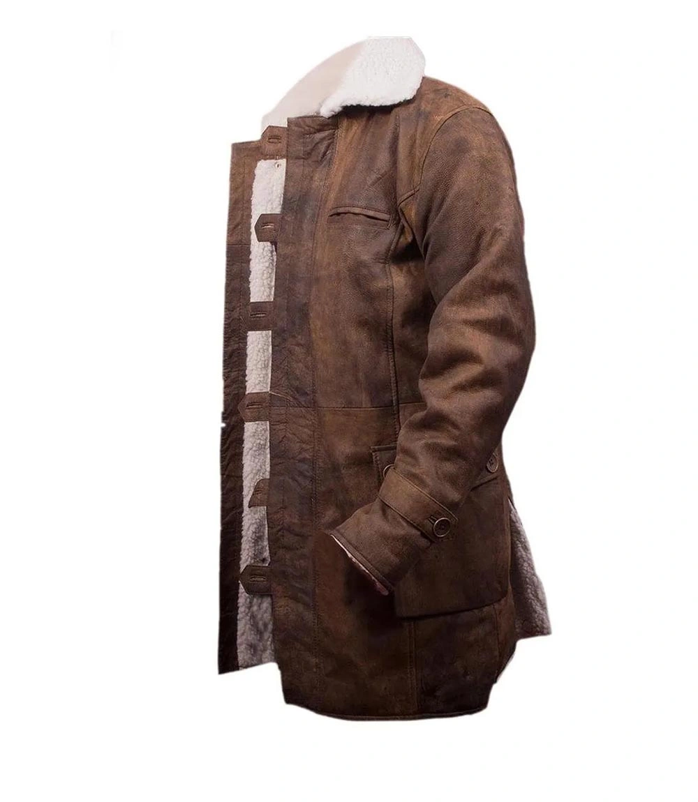 Mens Shearling Fur Bane Leather Coat - Image 3