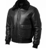 Black Leather Bomber Jacket​