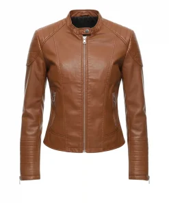 Brown Cropped Leather Jacket