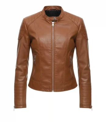 brown leather jacket for women