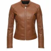 Brown Cropped Leather Jacket