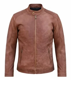Mens Brown Suede Moto Leather Jacket