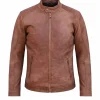 Mens Brown Suede Moto Leather Jacket