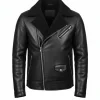 Mens Black Fur Motorcycle Leather Jacket