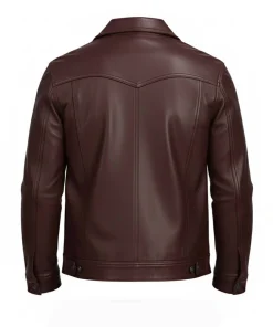 Alternative view of Mens Burgundy Trucker Leather Jacket