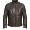 Mens Distressed Biker Leather Jacket