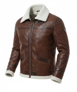 Mens Faux Fur Sherpa Moto Leather Jacket