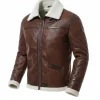 Mens Faux Fur Sherpa Moto Leather Jacket