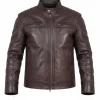 Mens Burgundy Cafe Racer Leather Jacket