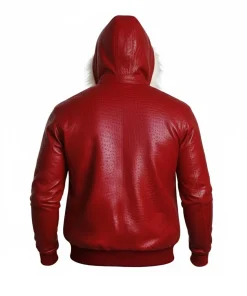 Alternative view of Mens Red Crocodile Bomber Leather Jacket