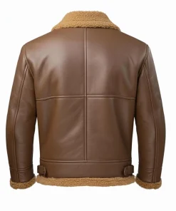 brown leather aviator jacket back view