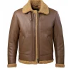 brown leather aviator jacket front view