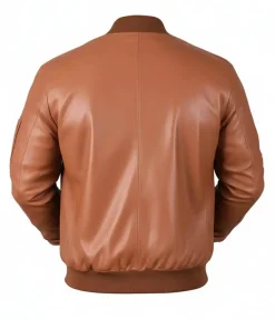 Brown Leather Bomber Jacket