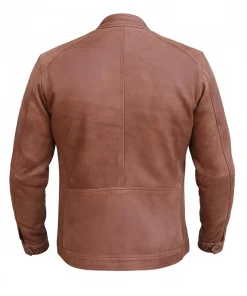 Alternative view of Mens Brown Suede Moto Leather Jacket
