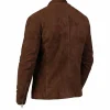 Leather Biker Jacket Brown Mens