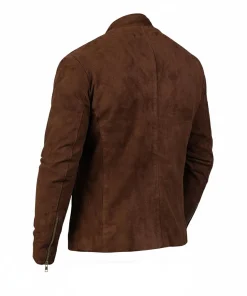 Leather Biker Jacket Brown Mens
