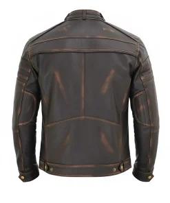 Alternative view of Mens Retro Brown Moto Leather Jacket