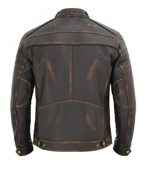 Alternative view of Mens Retro Brown Moto Leather Jacket