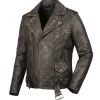 Brown Leather Biker Jacket