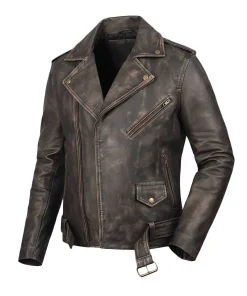 Brown Leather Biker Jacket