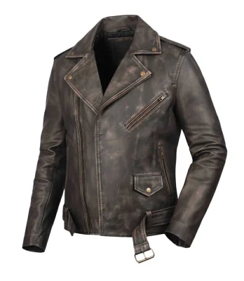Brown Leather Biker Jacket