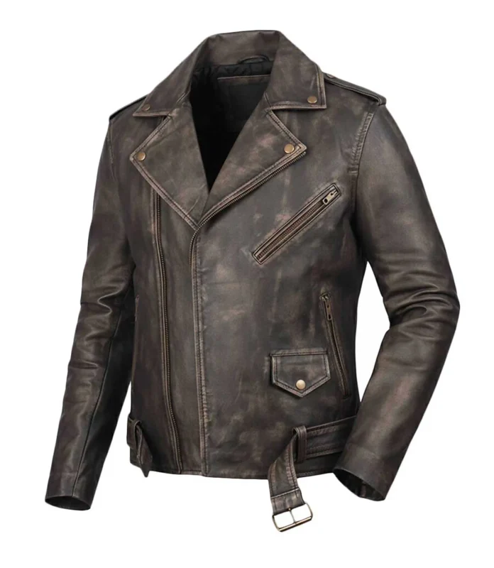 Brown Leather Biker Jacket Mens Distressed Leather Jacket — free download