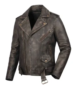 Brown Leather Biker Jacket