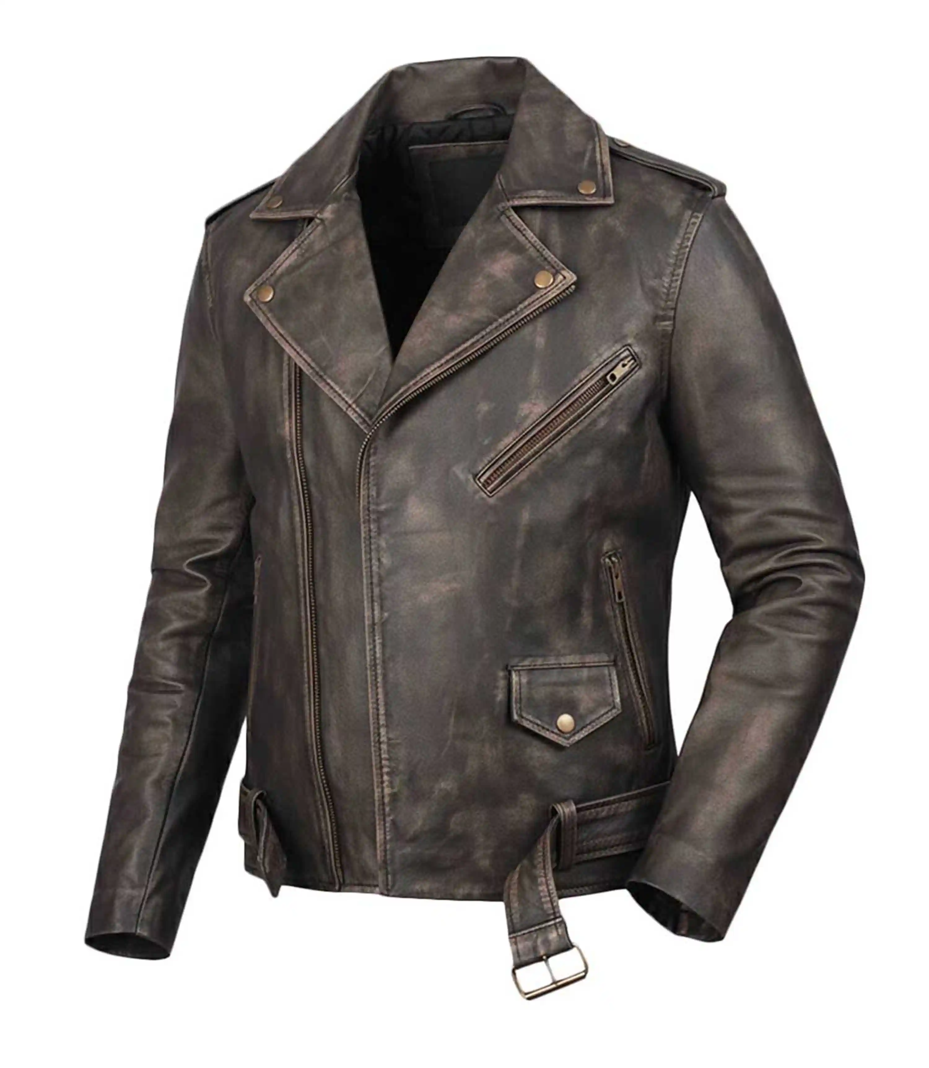 Brown Leather Biker Jacket