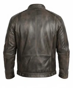 Alternative view of Mens Distressed Biker Leather Jacket