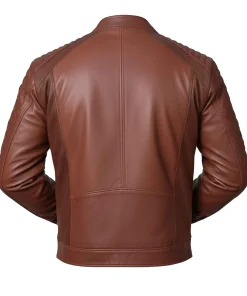 Alternative view of Mens Brown Perforated Biker Leather Jacket