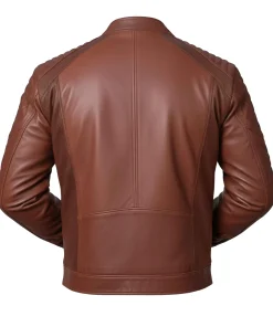 Alternative view of Mens Brown Perforated Biker Leather Jacket