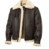 B3 Shearling Bomber Leather Jacket with Fur Collar