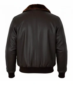 Alternative view of Mens Collar Fur Bomber Leather Jacket