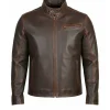 Distressed Leather Moto Jacket