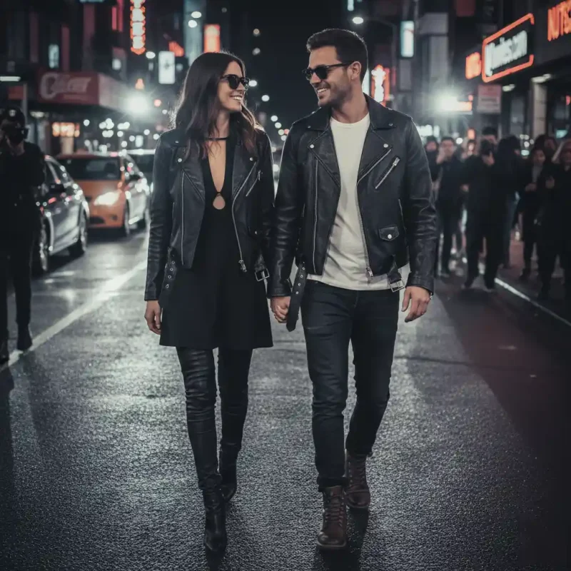 matching leather jacket