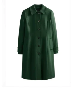 Womens Classic Emerald Green Wool Blend Christmas Coat